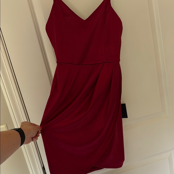 Lulu's Red Ruched Wrap Mini Dress - Picture 3 of 6